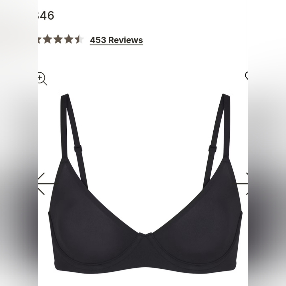 (R) NWT SKIMS UNLINED DEMI BRA, SIZE:32B,COLOR:ONYX, FLEXIBLE UNDERWIRE,